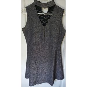 Cute grey/silver dress crisscross in front.